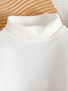 3件套女童高领长袖T恤，黑色、白色和粉色可选，内里蓬松柔软，适合居家和日常穿着，秋冬季女童高领衫，女童高领毛衣，女童保暖高领衫，幼儿保暖内里高领衫，女童冬季高领衫 - 彩色 - 查看 5