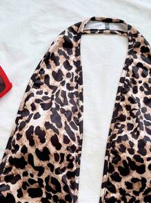 Soleia 女士性感豹纹深 V 领露背连体衣，修身廓形，适合派对、圣诞节、约会之夜、夜总会、海滩、游轮、下午茶、波西米亚风、度假、秋季