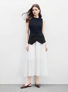 CUCCOO BIZCHIC 女士尖头平底鞋，带金属扣和后带，简约纯色基本款通勤露跟平底鞋，酒红色