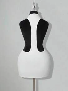 SHEIN ICON Váy ngắn hở lưng gợi cảm, đơn sắc, dáng chữ thập - trắng - Xem 3