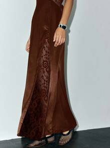 Lumivelle Váy yếm buộc dây phía trước ren gợi cảm mùa hè Váy mùa hè phong cách Maillard Quần áo mùa hè màu nâu cho trường đại học - Cà phê nâu - Xem 5