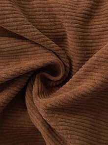 SHEIN LUNE 女式休闲纯色灯芯绒A字裙 - 棕色 - 查看 7