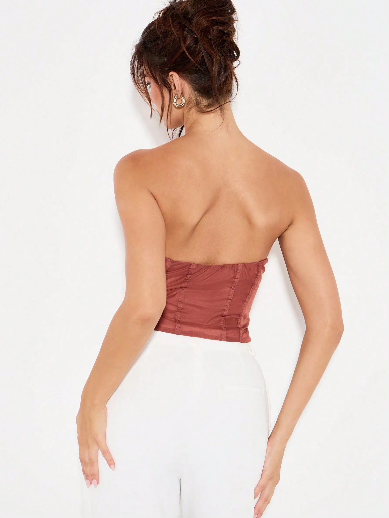 KIZN Organza Corset Top With Front Zipper