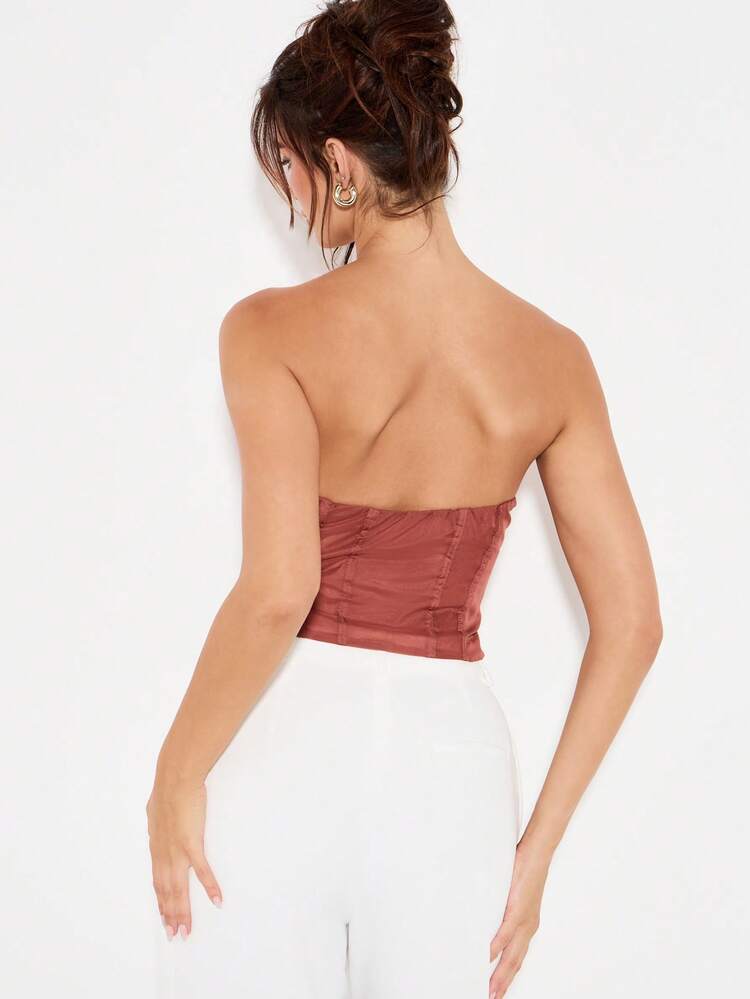 KIZN Top corset en organza avec fermeture éclair sur le devant