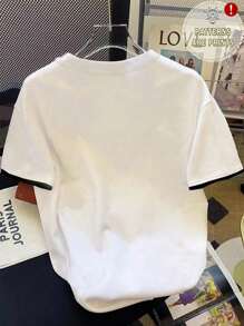 Camiseta Feminina de Verão com Decote Redondo, Impressão de Cereja e Decoração com Strass - Multicolorido - Visão 2
