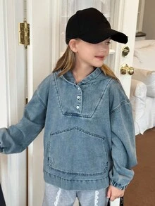 Hapijoa Tween Girls Hooded Denim Jacket