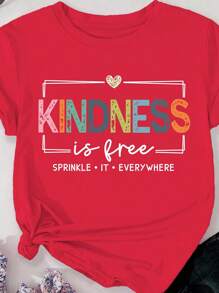 EMERY ROSE Áo thun cỡ lớn in hình Kindness Is Free - Đỏ - Xem 1