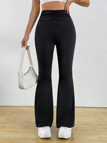 Chiquease Fall Women Clothes High Waist Elastic Waist Skinny Leggings With Front Pockets All White Casual Outfits Spring Clothes For University - Black - View 6