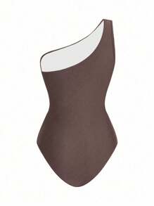 Swim Oasis Traje de baño de una pieza con panel de malla fruncida de unicolor y falda pareo - Burdeos - Ver 4