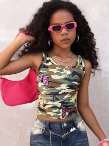 Coolane Kids Tween Girl 酷炫街头风春夏迷彩针织修身背心 - 彩色 - 查看 4