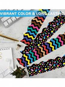 1 قطعة حافة لوحة نشرة سوداء، 32.8 قدم من الحواف المموجة السوداء لوحة النشرة، السبورة البيضاء، لوحة الفلين، الخزانة، ديكور الغرفة، ديكور المكتب، وديكور الفصل الدراسي للعودة إلى المدرسة - متعدد الألوان - مشاهدة 8