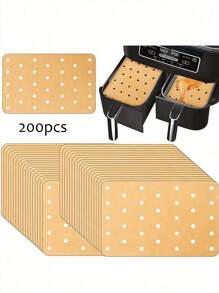 100/200/300 件空气炸锅吸油烘焙纸带孔，不粘硅胶烘焙垫空气炸锅厨房空气炸锅内胆空气炸锅纸空气炸锅空气炸锅 - 卡其色 - 查看 6