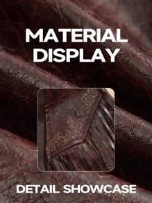 Anewsta Women's Floral Print Fringed PU Leather Single Breasted Vest Jacket - Maroon - View 4