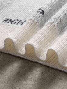 Manfinity CasualKnits 男士休闲熊图案毛衣，秋冬 - 黑與白 - 查看 7