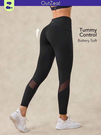 OutZeal Mallas de mujer con control de abdomen, de malla suave y que absorbe la humedad, para correr y uso diario casual