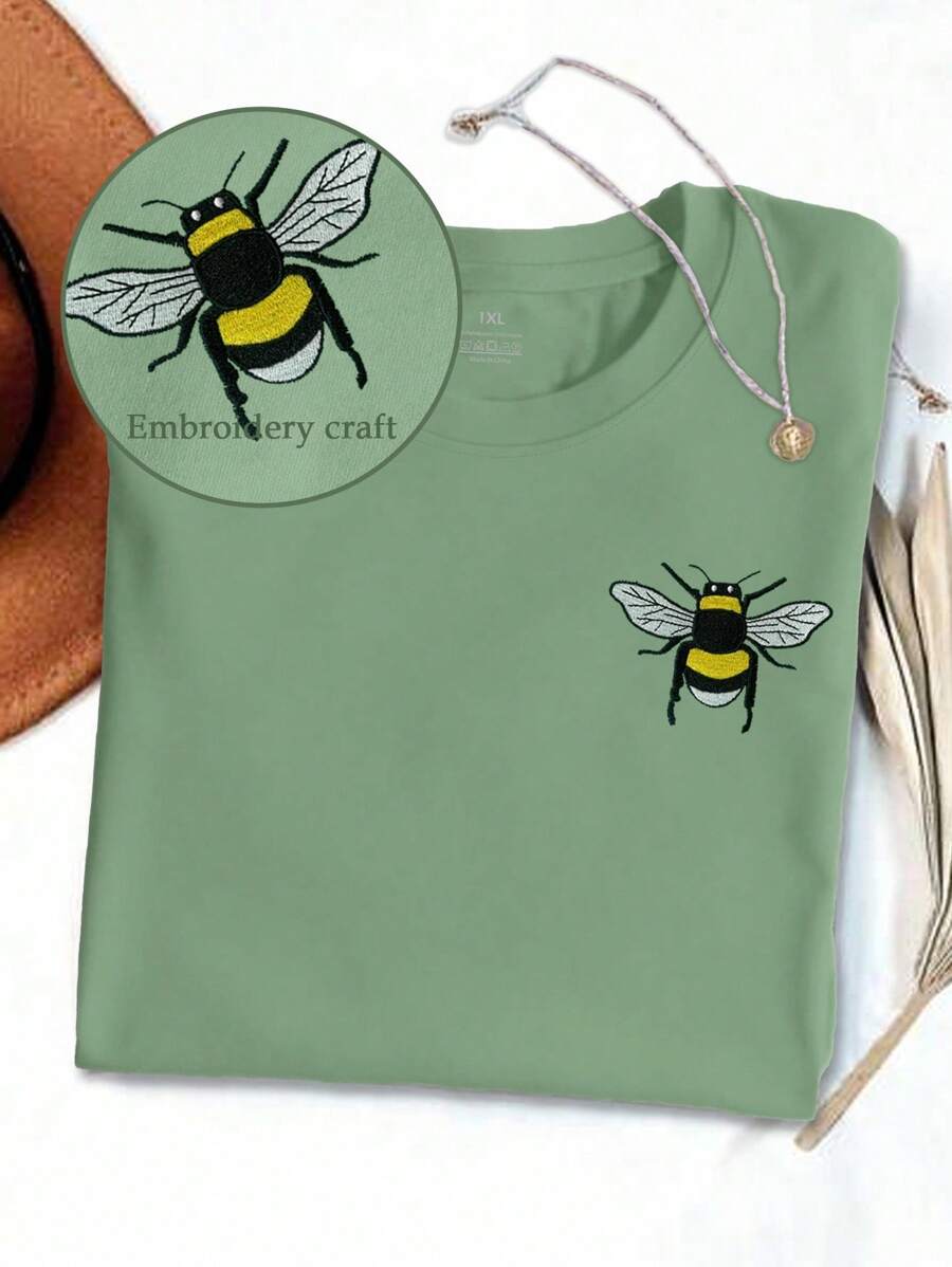EMERY ROSE 加大码刺绣蜜蜂T恤、蜜蜂T恤、园丁衬衫、春季衬衫、拯救蜜蜂T恤、蜜蜂爱好者礼物、养蜂人礼物、衬衫、女士T恤 - 薄荷綠 - 查看 1