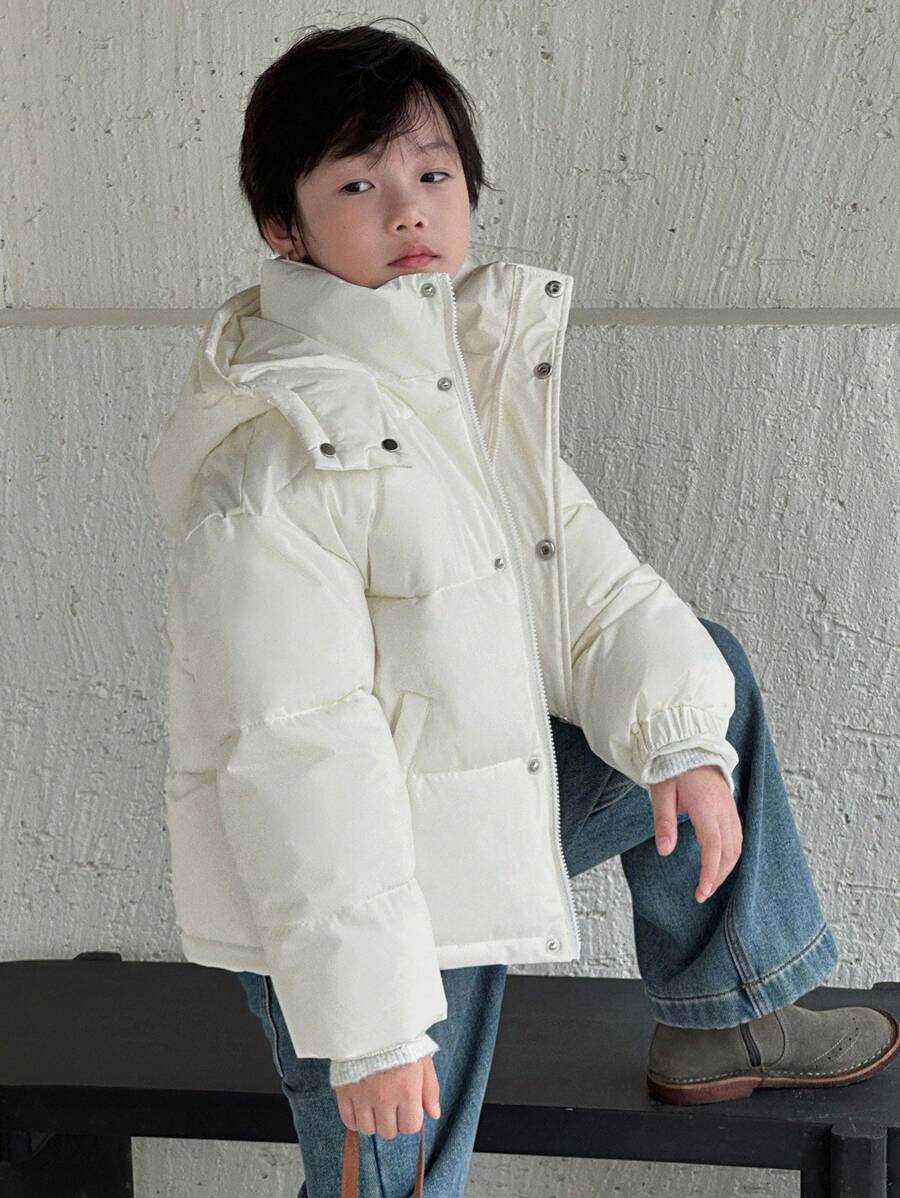 DAZY Tween Boys Padded Coat, Fall - Beige - View 1