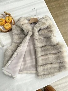 Comfortcana 大码女式无袖人造毛皮连帽休闲扎染大衣