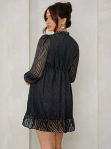MaterniWear 孕妇宽松泡泡袖连衣裙，适合秋季、情人节 - 黑色 - 查看 2