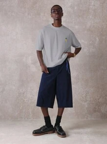 SUMWON 常规版型纯棉T恤，十字绣花卉菠萝图案，夏季休闲刺绣印花圆领短袖时尚T恤，度假必备 - 淺灰色 - 查看 4