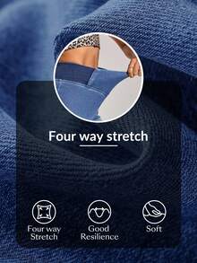 SHEIN Tall Plain Dark Wash Cropped Jeans With Stretchy Compression Design And Flattering Fit - Dark Wash - View 8