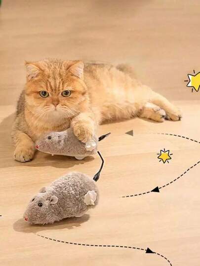 1 pieza Juguete para gatos con ratón de peluche simulado que se mueve solo para entretener y eliminar el aburrimiento de los gatitos, suministros para mascotas