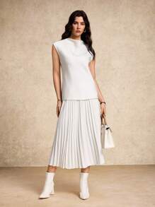 House of One Draped Neck Cap Sleeves Satin Top Women Summer Autumn Elegant Ivory Top Cream Tops For Women White Elegant Top