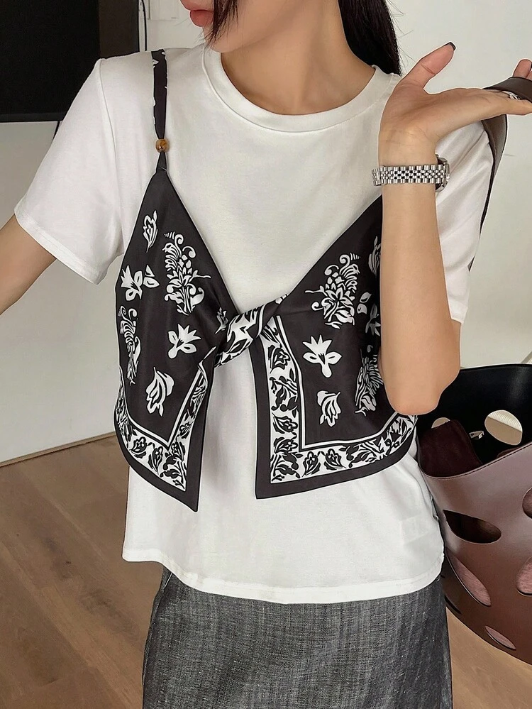 Women's Casual Patchwork 2 In 1 T-Shirt, Summer