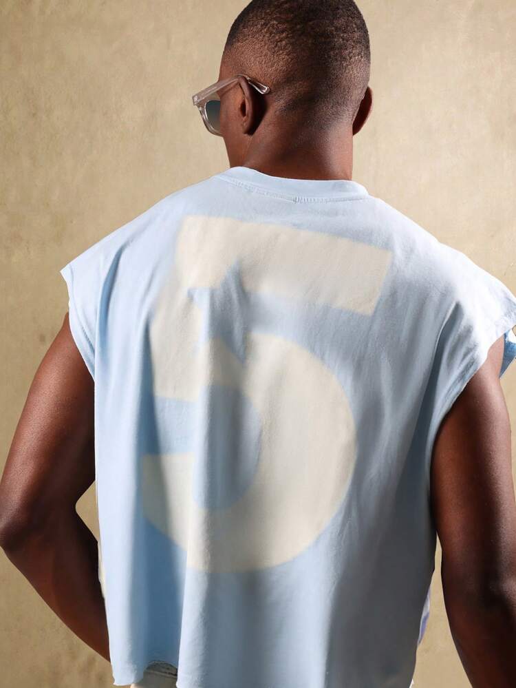 Boxy Fit Tank Top With Raw Edge And Number Print