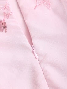 Sweetra 性感别致夏季绿色亮片装饰 V 领束腰紧身迷你连衣裙，性感甜美 - 粉色 - 查看 3