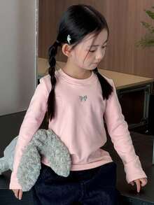 DAZY Young Girls Crew Neck Knit Fleece T-Shirt, Fall,Winter - Multicolor - View 5