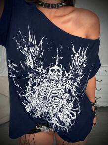 Whyspr 蕾丝拼接印花修身T恤