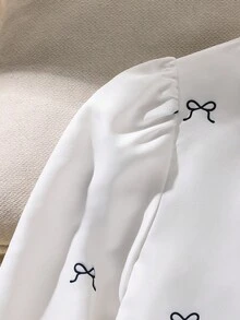 SHEIN 女童蝴蝶印花衬衫，白色底色，休闲百搭 - 白色 - 查看 5