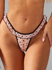 MISSGUIDED Bộ đồ lót chấm bi kèm áo ngực lưới có gọng và quần lọt khe hở cao, quà tặng đồ ngủ thân mật cho cô dâu tuần trăng mật - Hồng - Xem 7