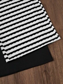 SHEIN Casual Loose Fit Dual-Tone Textured Knit Plus Size Drawstring Waist Wide Leg Pants 2 Pieces Set, Fall Clothes - Multicolor - View 6