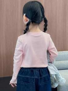 DAZY Young Girls Crew Neck Knit Fleece T-Shirt, Fall,Winter - Multicolor - View 8