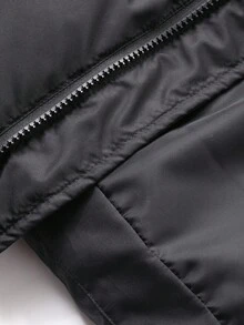 DAZY Áo khoác mùa đông rộng rãi, thoải mái, có khóa kéo phía trước màu trơn cho bé trai tuổi teen - màu đen - Xem 10