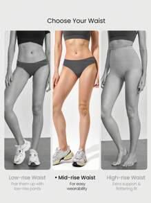 GLOWMODE 2 Packs Lightweight Breathable Sweat-Wicking Medium-Waist Seamless No-Show Thong Underwear Daily Workout - Dark Grey - View 3