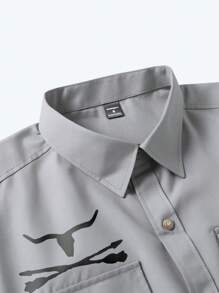 Manfinity Nomadique 男士西部牛仔风格长袖衬衫 男士西部衬衫 牛仔竞技衬衫 男士休闲正装衬衫 浅灰色衬衫 灰色西部衬衫 - 淺灰色 - 查看 4