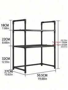 SHEIN 1pc Multi-Functional Countertop Storage Rack, Thickened Kitchen Microwave Oven Rack, Household Storage Shelf For Kitchen, Living Room, Bedroom Tabletop