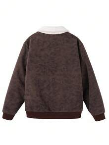 SHEIN Tween Boys' Casual Turndown Collar Zip-Up Long Sleeve Thermal Lined Winter Parka Jacket, Suitable For Commuting, School, Casual, Travel, Sports, Autumn/Winter, Black Winter Autumn Boys Boy Kids Boys Kids Boy Tween Boys Fall - Grey - View 3