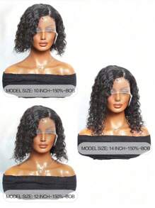 Transparent Lace Deep Wave Bob T Part Lace Front Wig Short Short Human Hair Lace Frontal Closure Natural Black Color Wig With Front Baby Hair  Pre Plucked Natural Hairline Wig - Natural Black - View 6