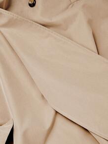 SHEIN MOD Manteau mi-long à revers à carreaux, manteau trench croisé, style universitaire, tenue occidentale pour femmes, style années 2000, retour à l'école, tenues d'enseignante pour femmes, vêtements scolaires, retour à l'école, enseignante, vintage, tenues de campagne pour femmes en automne/hiver - Kaki - Voir 6