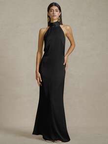 Briarwyn 女士休闲平纹编织露背吊带连衣裙，带鱼尾下摆，夏季女士优雅连衣裙，婚礼宾客礼服，女士沙滩装，女士度假装，7 月 4 日 - 黑色 - 查看 4