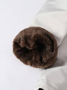 男童休闲街头风字母滚边抓绒连帽外套，适合秋冬季上学和外出穿着 - 灰色 - 查看 5