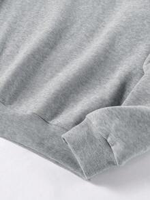 EMERY ROSE Plus Size Women's Solid Round Neck Thermal Lined Sweatshirt Fall Cloth For Women Winter Autumn - Light Grey - View 3