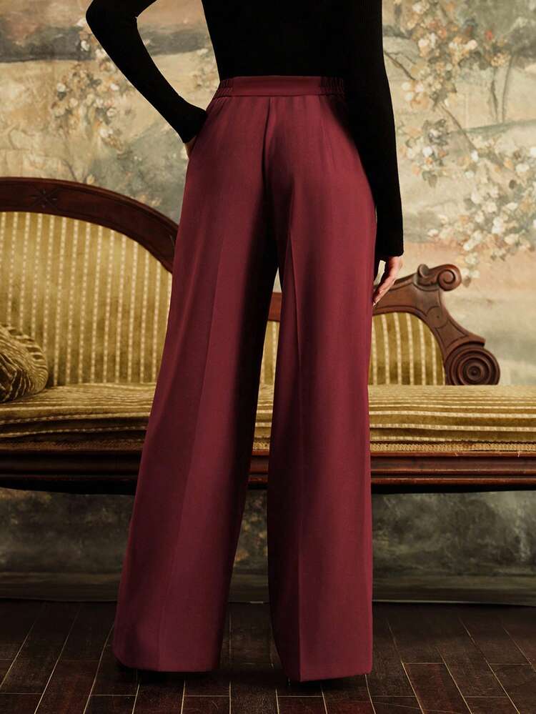 Luxury Beaded Straight-Leg Women's Trousers