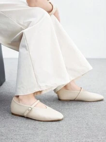 CUCCOO BIZCHIC Women's Fashion Commuter Versatile Casual Mary Jane Flat Shoes For Christmas Spring Shoes - Beige - View 4