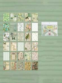 SHEIN 60 张复古主题便笺纸，高容量剪贴簿纸，具有多种复古内容，适用于子弹日记本， - 彩色 - 查看 12