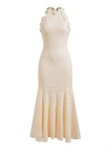 Anewsta Pleated Texture Women Long Dress, Spring/Summer Outfits - Apricot - View 10